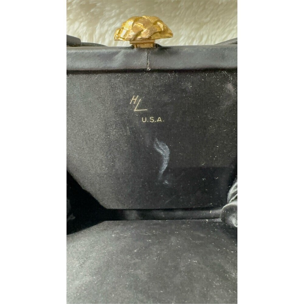Harry Levine Vintage Handbag Purse Womens Small Black Gold Clasp Coin - Picture 8 of 10
